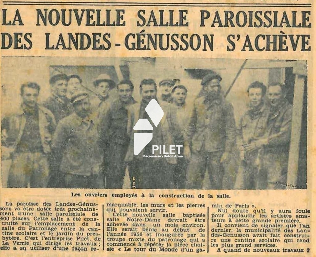 Article Presse Pilet1955 maçonnerie béton